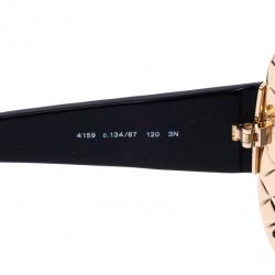 Pre Owned Chanel Black Quilted Oval Sunglasses