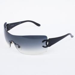 Pre Owned Chanel Black 4119 Rimless Shield CC Logo Women Sunglasses 