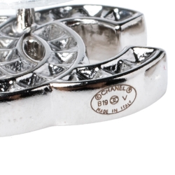 Pre Owned Chanel CC Silver Tone Crystal Stud Earrings