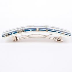 Pre Owned Chanel Blue and White Striped Hair Clip