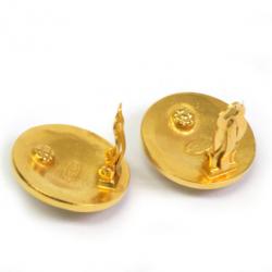 Pre Owned Chanel Vintage Engraved Gold Tone Earrings