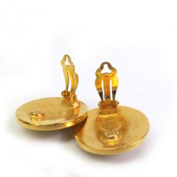Pre Owned Chanel Vintage Engraved Gold Tone Earrings
