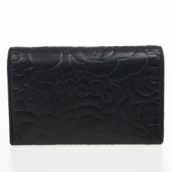 Chanel Black Camelia Embossed Lambskin Wallet 