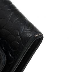 Chanel Black Camelia Embossed Lambskin Wallet 
