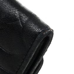 Chanel Black Camelia Embossed Lambskin Wallet 