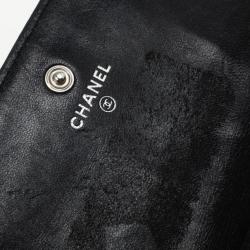 Chanel Black Camelia Embossed Lambskin Wallet 