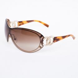 مملوكة مسبقًا Chanel Brown 'CC' Logo Sheild Womens Sunglasses
