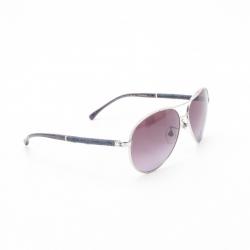 مملوكة مسبقًا Chanel Silver and Denim Aviator Sunglasses