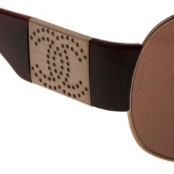 Pre Owned Chanel Gold and Black 4154 Shield Sunglasses