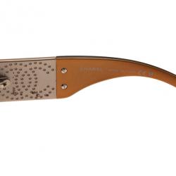 Pre Owned Chanel Gold and Black 4154 Shield Sunglasses