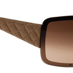 مملوكة مسبقًا Chanel Cream Quilted Leather 4155-Q Shield Sunglasses