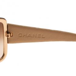 مملوكة مسبقًا Chanel Cream Quilted Leather 4155-Q Shield Sunglasses