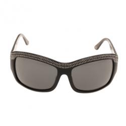 Pre Owned Chanel Black Crystal Rectangle Sunglasses