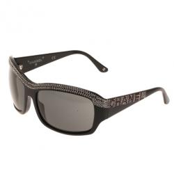 Pre Owned Chanel Black Crystal Rectangle Sunglasses