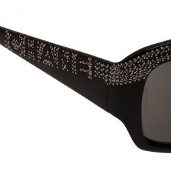 Pre Owned Chanel Black Crystal Rectangle Sunglasses