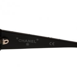 Pre Owned Chanel Black Crystal Rectangle Sunglasses