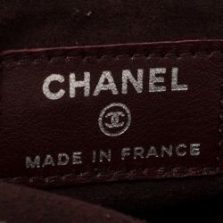 Pre Owned Chanel Burgundy Quilted Patent Leather CC Phone Holder 