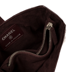 Pre Owned Chanel Burgundy Quilted Patent Leather CC Phone Holder 