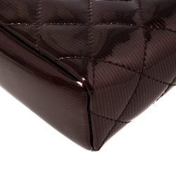 Pre Owned Chanel Burgundy Quilted Patent Leather CC Phone Holder 