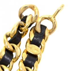 Chanel Black Leather Chain Medallion Belt 