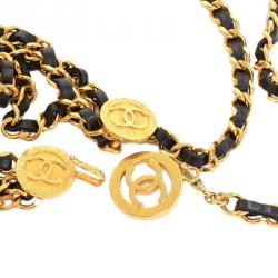 Chanel Black Leather Chain CC Medallion Belt 