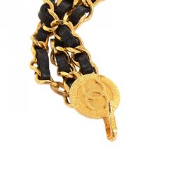 Pre Owned Chanel Black Leather Chain CC Medallion Belt 