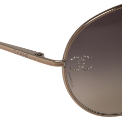 Pre Owned Chanel Gold/Brown 4122B Shield Sunglasses