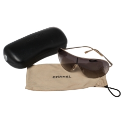 Pre Owned Chanel Gold/Brown 4122B Shield Sunglasses
