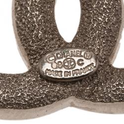 Pre Owned Chanel Heart Crystal Silver-Tone Earrings