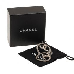 Pre Owned Chanel Heart Crystal Silver-Tone Earrings