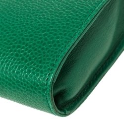 Pre Owned Chanel Green Caviar Leather CC Crossbody Phone Case