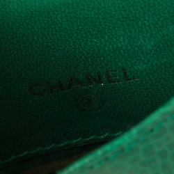 Pre Owned Chanel Green Caviar Leather CC Crossbody Phone Case
