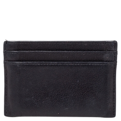 Chanel Black Leather CC Camellia Embossed Card Holder