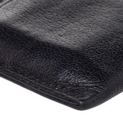 Chanel Black Leather CC Camellia Embossed Card Holder