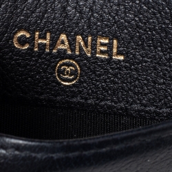 Chanel Black Leather CC Camellia Embossed Card Holder