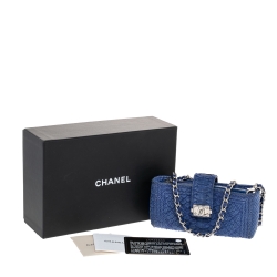 Pre Owned Chanel Blue Python Leather Boy Phone Pouch