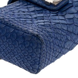 Pre Owned Chanel Blue Python Leather Boy Phone Pouch