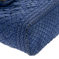 Pre Owned Chanel Blue Python Leather Boy Phone Pouch