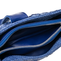 Pre Owned Chanel Blue Python Leather Boy Phone Pouch