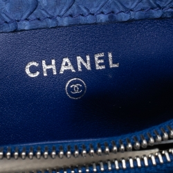 Pre Owned Chanel Blue Python Leather Boy Phone Pouch
