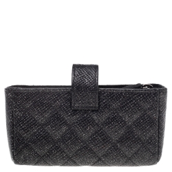 Pre Owned Chanel Black Shimmering Quilted Leather CC Phone Pouch