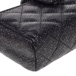 Pre Owned Chanel Black Shimmering Quilted Leather CC Phone Pouch
