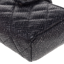 Pre Owned Chanel Black Shimmering Quilted Leather CC Phone Pouch