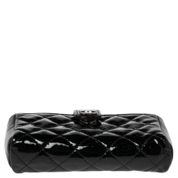 Pre Owned Chanel Black Quilted Patent Leather CC Phone Holder Pouch