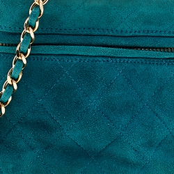 Pre Owned Chanel Green Quilted Suede Mini Vanity Tassel Chain Bag