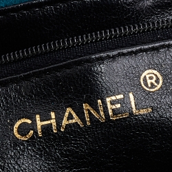 Pre Owned Chanel Green Quilted Suede Mini Vanity Tassel Chain Bag