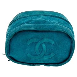 Pre Owned Chanel Green Quilted Suede Mini Vanity Tassel Chain Bag