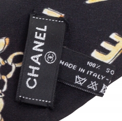 مملوكة مسبقًا Chanel Black Printed Silk Bandeau