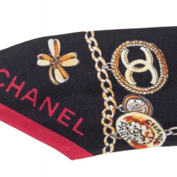 مملوكة مسبقًا Chanel Black Printed Silk Bandeau