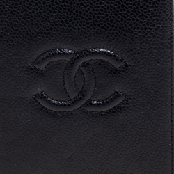 Pre Owned Chanel Black Caviar Leather CC Timeless Passport Holder Cover 
